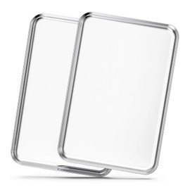 Baking Sheets Set of 2, Bastwe 20 inch Stainless Steel Bakeware Baking Pans, Healthy & Nontoxic & Rustproof & Easy Clean & Dishwasher Safe