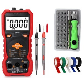 Smart Auto Range Digital Multimeter, Electrical Tester, 6000 Counts,Digital Auto Ranging, Live Wire Test, NCV Detection, Measures AC/DC Voltage, Current, Resistance, Diode, Capacitance (Red)
