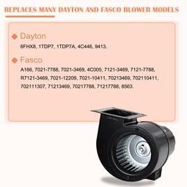 Hiorucet 1TDP7 PSC Blower Motor for Dayton & Fasco Model, Dayton 6FHX8, 4C446, 1TDP7A, 4C005, Fasco A166, 7021-3469, 7021-7788; Dayton Wood Furnace Boiler Blower Fan for 70213469, 702110411, 702111307