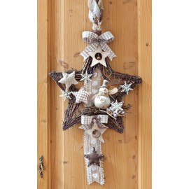 VBS Willow Star Diameter Approx. 30 cm with Hanging Eyelet Door Wreath for Crafts Christmas Decoration Willow Wreath