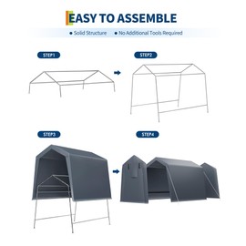 6x6 Ft Carport Heavy Duty Tent with Roll-Up Windows, Portable Garage with Removable Sidewalls & Doors, Car Canopy All-Season Tarp for Car Boat Truck Motorcycle, Grey