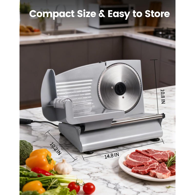 Pterying Meat Slicer Machine for Home - 200W Electric Food