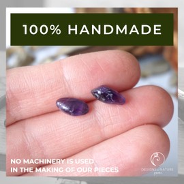 Designs by Nature Gems Handmade Dark Amethyst Stud Earrings Sterling Silver, February Birthstone