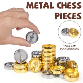 2-in-1 Metal Chess and Checkers Set for Adults & Kids –Travel Chess Sets Luxury Wooden Foldable Chessboard with Storage – Portable Classic Family Strategy Board Game with Metal Chess Pieces