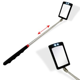 Inspection Mirror, Telescoping Mirror, Mechanic, Extendable, On A Stick, Telescope, Telescopic, Welding, Retractable, with Light, Inspector, Automotive, Small, Machine Tool, Extended, Angled, Lighted