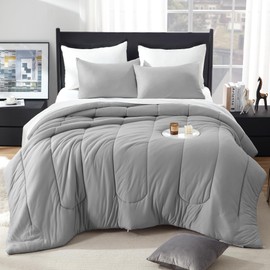 SLEEP ZONE Ultra Soft Lightweight Jersey Knit Full Size Comforter Set, Buttery Smooth Bedding Sets, 3 Pieces with1 Comforter (82"x86") and 2 Pillow Shams (20"x26") (Gull Grey, Full)
