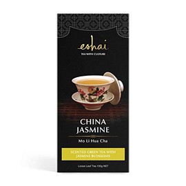 Eshai China Jasmine Tea (Mo Li Hua Cha) - Scented Green Tea with Jasmine Blossoms - 100g Box Loose Leaf Tea