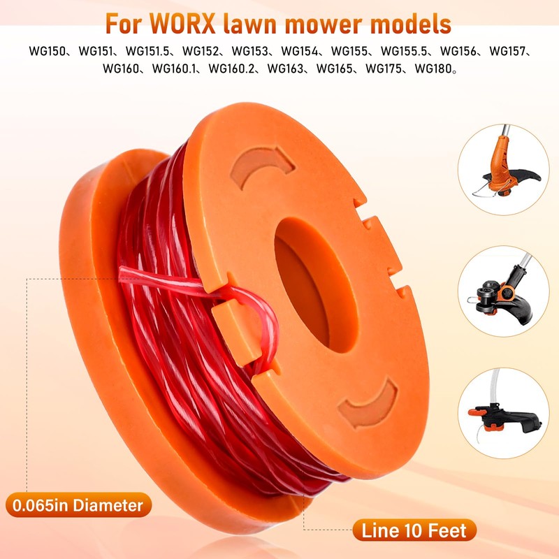 Set of 20 Replacement Grass Trimmer Spool Works with Worx
