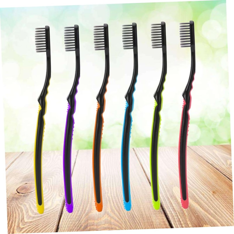 COLLBATH Bamboo Toothbrushes (6/pack) Abs Non-slip Handle Soft Bristles for