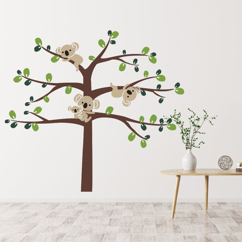 Cute Cartoon Koala and Tree Removable Wall Sticker Stylish Living