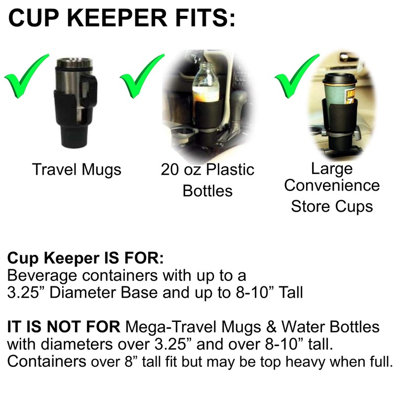 Gadjit Cup Keeper Adapter expands 2.5-3” Holds Most 18,20,21,24oz Hydro