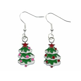 Miniblings Christmas Tree Earrings Hanging Christmas Tree Christmas Colourful – Handmade Fashion Jewellery I Earrings Silver-Plated, Metal, No Gemstone
