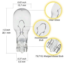 Diximus Landscape Lights - Pack of 10, Low Voltage, T5 Malibu Bulbs 4W, 12V, Wedge Base, Landscape Bulbs