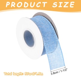 MECCANIXITY Burlap Ribbon Fabric Wired Edge Ribbons Light Blue 1-1/2 Inch x 5 Yard Wired Ribbon for Gift Wrapping, Bow, Wreath, Christmas Tree, Flower Bouquet, with Roller