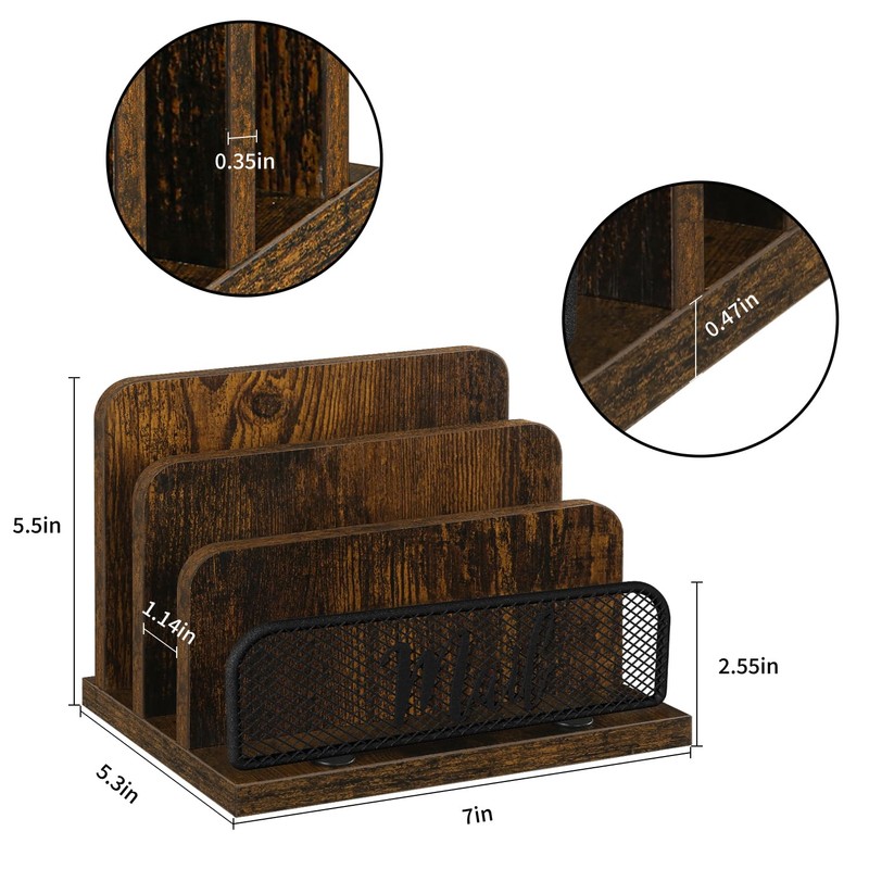YINMIT Mail Organizer Countertop, Mail Holder with 3-Slot, Desktop Mail