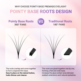 NAGARAKU Premade Fans Eyelash Extensions Premade Volume Fans Lash Extensions 120 Fans 5D 0.07D Curl 9mm Sharp Narrow Stem Clusters Thin Pointy Base Russian Fans Ready Volume Premade Lash Fan Fluffy