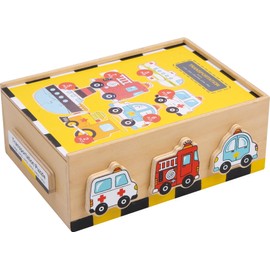small foot 2019626 1591 Puzzle Box "Vehicles" Made of Wood, Trains Fine Motor Skills as well as Colour and Shape Recognition, from 2 Years