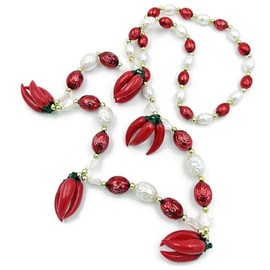 RED HOT Peppers Cluster Mardi Gras Beads Party Cajun Creole Cinco De Mayo