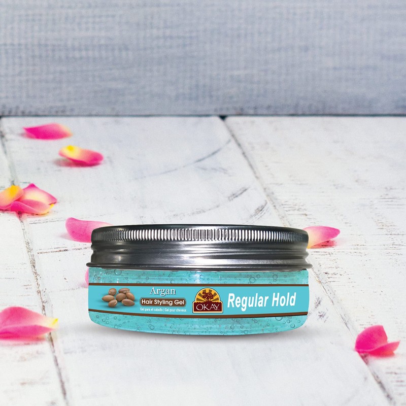 OKAY-ARGAN HAIR STYLING GEL, REGULAR HOLD. 5OZ