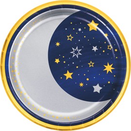 Starry Night Party Supplies Kit | Bundle Includes Dinner Plates and Lunch Napkins for 16 People | To The Moon & Back! Design