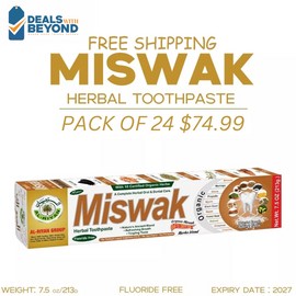 Al Riyan 24-Pack Organic Miswak Herbal Toothpaste- AL RIYAN 10 in 1 Natural Fluoride-free