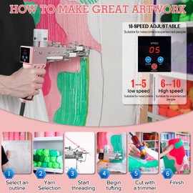 Rug Tufting Gun with Carpet Trimmer Kit，Tufting Gun Starter Kit Professional Tufting Rug Making Machine，2 in 1 Cut Pile Loop Pile Tufting Gun Kits for Beginners and Amateur