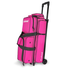 Goloni 3 Ball Bowling Bags with Wheels,Rolling Bowling Bag for 3 Balls & Accessories -Retractable Handle Extends to 38"