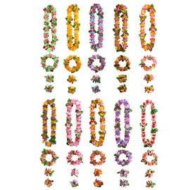 Hawaiian flower Leis,Tropical Luau Party Decorations of Hula Garland for Hawaiian Party Decorations, Birthday Party, Beach Theme Party