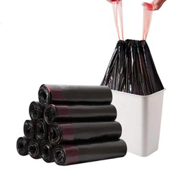 RTBQJ-AT Rubbish Bags 10 L Black Trash Bags 10 L Trash Bag with Carry Handle, Tear-Resistant and Liquid-Proof (40 x 45 cm, Pack of 90)