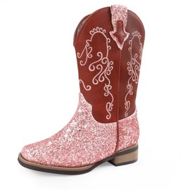 Wulubaba High End Girls Cowgirl Boots Embroidered Glitter – Western Toddler & Kids Cowboy Boots – Sweet Gift for Birthdays or Special Occasions