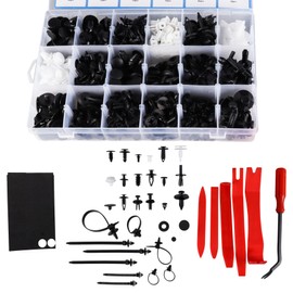 GIVIHGETI Car Tool, 716 Pieces Car Mounting Clips, Door Trim Clips, Bumper Trim, Plastic Clips, with Disassembly Tools, Sponge Cushion and Cable Ties