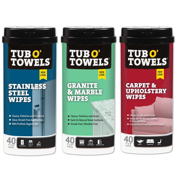 Tub O' Towels Variety Pack, 40 Wipes, 3 Count