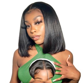 Beluck Curtain Bangs Loose Wave Glueless Wig Human Hair, 6x6 Pre Cut HD Lace Front Wigs Human Hair 200 Density Face-Framing Layered Cut Fluffy Body Wave Ready To Wear Glueless Wig For Women 18 Inch