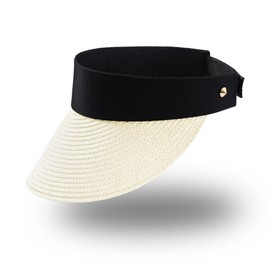 Manfnee Summer Visor Hat for Women Wide Brim Straw UV Protection Sun Hat Packable Tonytail Beach Hat for Travel, B6:Beige