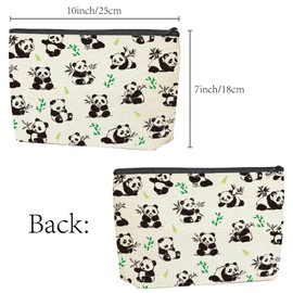 CREATCABIN Panda Cosmetic Bag Travel Make Up Bag Pencil Case 18 x 25 cm Portable Animal Bamboo Design Small Toiletry Bag Graduation Birthday Friendship Gifts for Women Students