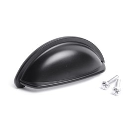 BSM Marketing Ariel Antique Cupboard Cabinet Door Drawer Cup Pull Handle Stepped Chrome/Matt Black/Pewter/Brushed (2, Matt Black)