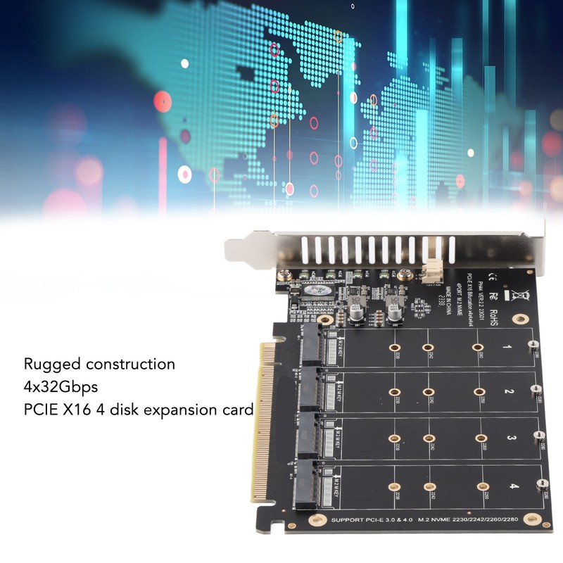 M.2 NVME SSD to PCIE X16 Adapter 4 Port High