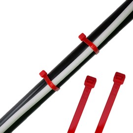 HORZEFIX Cable Ties Pack of 100 Red Long UV Resistant Universal Ties 2.5 / 3.6 / 4.8 / 7.6 Wide (3.6 x 140 mm)