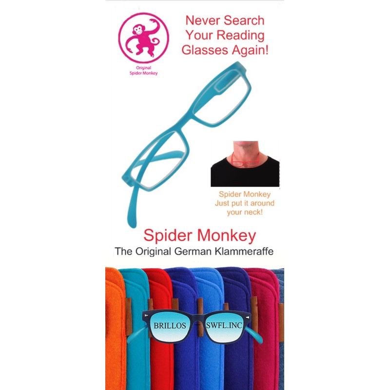 Spider Monkey Broad Long Arm Reading Glasses Blue Ocean (+2.50)