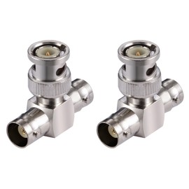 Vecys BNC Adapter BNC Male to Dual BNC Female 3-Way T Socket Splitter Adapter for CB Antenna 4G Walkie Talkie CCTV Handheld Radio HD Video HDTV Pack of 2
