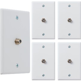 Newhouse Hardware 2.75 x 4.5 in. 1-Port TV Cable Wall Plate with F-Connector for Coaxial Cable, 5-Pack TVP-WH-05