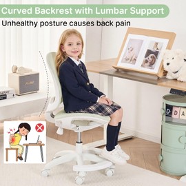 chirvana Ergonomic Chair, Study Chair for Kids with Lumbar Support and Footrest, Adjustable Height, Mesh Student Chair with Adjustable backrest, Model Shell (Meshseat Mint)