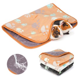 HYLYUN Waterproof Guinea Pig Blankets, 3 Pack Washable Small Animal Fleece Cage Liners Pet Soft Sleep Mat Pad Cover Warm Flannel Throw for Hamster Guinea Pig Rabbit Chinchilla Hedgehog Ferret -60*40cm