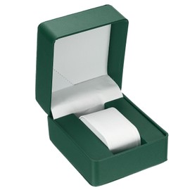 QUARKZMAN Single Watch Box, PU Leather Watch Travel Storage Display Box for Men Women with Removable Cushion, Portable Watch Holder Organiser, Green, Rounded Corners