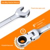 sourcing map Flex-Head Ratcheting Wrench 7mm 180° Rotating Head Metric