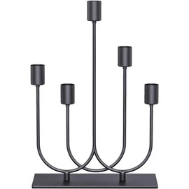 Fireplace Candelabra Black Metal Taper Candle Holders for Tapered Candles Candlesticks Set of 5 with Iron-0.8" Diameter Ideal for Table Centerpiece Gothic Decor - Color: Ustic-4-black