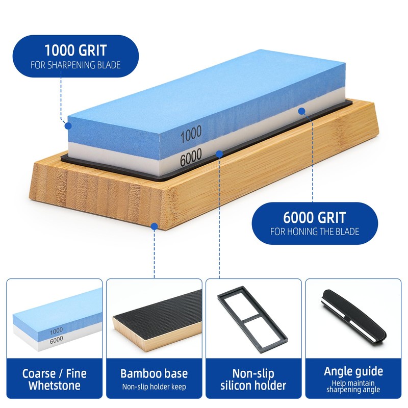 Premium Whetstone Knife Sharpening System – 1000/6000 Grit Whetstone Knife