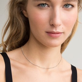 day.berlin Filigree Women's Necklace Point 18 K Gold-Plated 40 cm + 5 cm Variable Length with Small Balls, 316L Stainless Steel Chain, Nickel-Free and Waterproof, Stainless Steel, No Gemstone