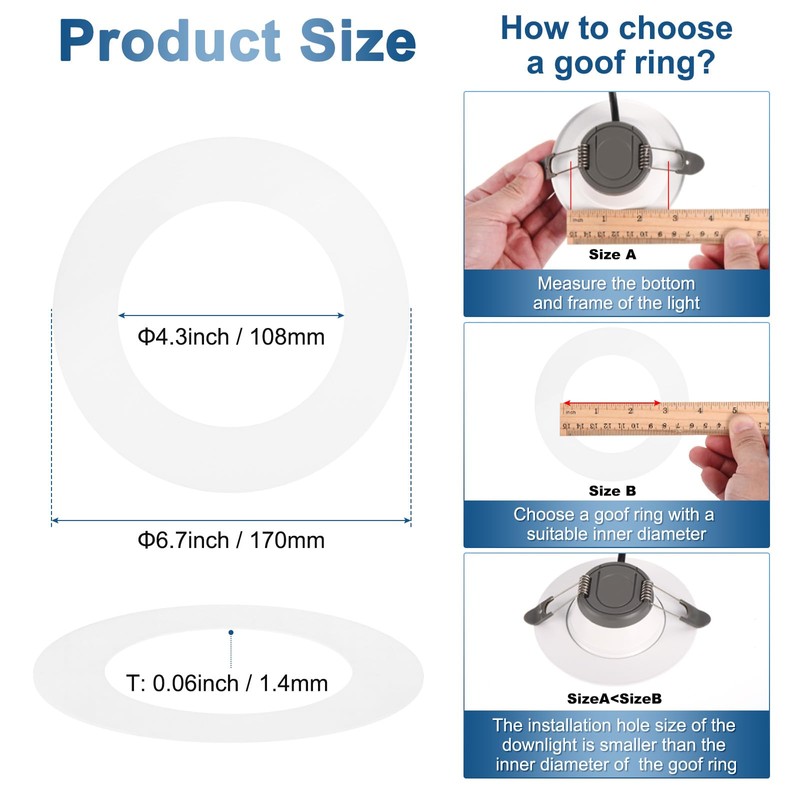 1-Pack Goof Rings for 4 Inch Recessed Lights, 4.3" ID