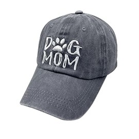 Waldeal Women's Adjustable Embroidered Dog Mom Hat Distressed Denim Baseball Cap Grey
